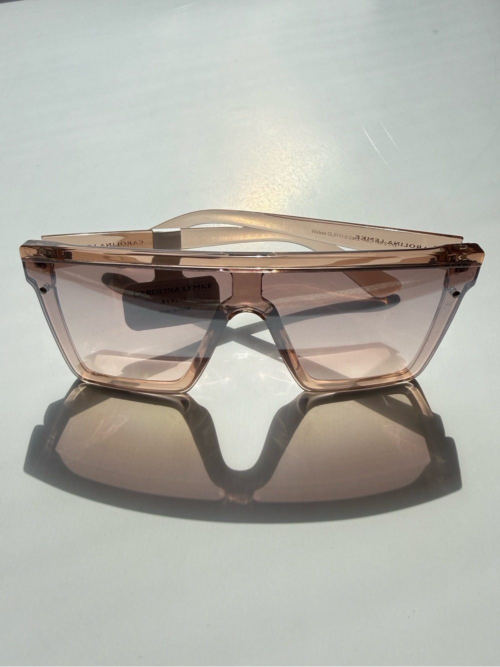 NEW Carolina Lemke Wicked Translucent Oversized Shield Sunglasses